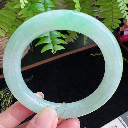 圆条54圈口缅甸天然A货老坑种平洲翡翠手镯精选编号051D0317E