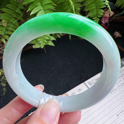 56圈口缅甸天然A货老坑种翡翠手镯玉镯子平洲直供077D0208E