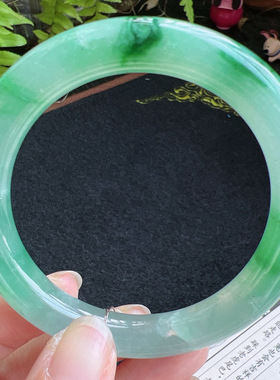 圆条57圈口缅甸天然A货老坑种翡翠手镯玉镯子平洲直供099D0128