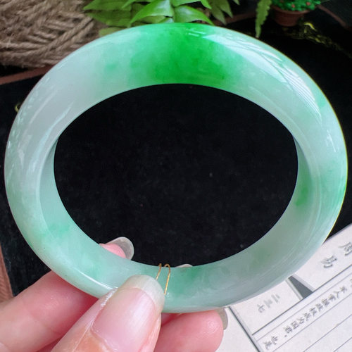 52圈口缅甸天然A货老坑种玉镯平洲翡翠手镯精选编号046D0403E