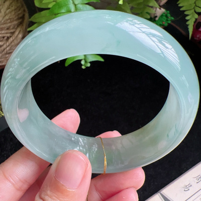 58圈口缅甸天然A货老坑种玉镯平洲翡翠手镯精选编号062D0407E