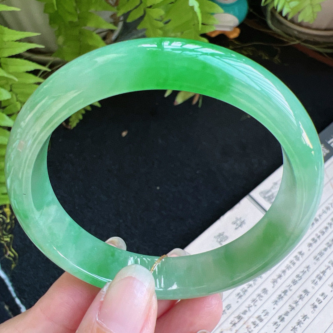 57圈口缅甸天然A货老坑种翡翠手镯玉镯子平洲翡翠手镯精选