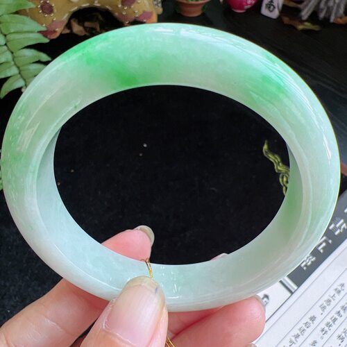 55圈口缅甸天然A货老坑种玉镯平洲翡翠手镯精选编号043D1010E