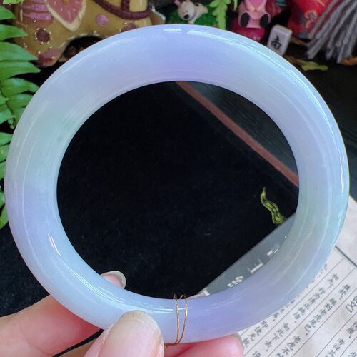 圆条55圈口缅甸天然A货老坑种玉镯平洲翡翠手镯精选编号047D1007E