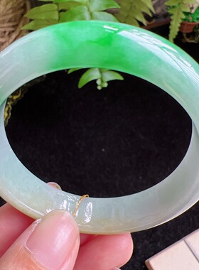 50圈口缅甸天然A货老坑种玉镯平洲翡翠手镯精选编号052D0418E