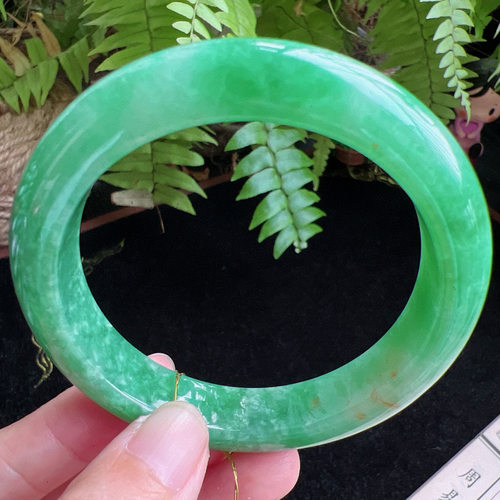 58圈口缅甸天然A货老坑种玉镯平洲翡翠手镯精选编号046D0410E