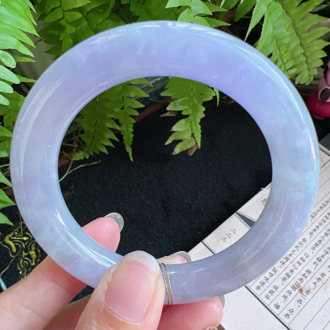 圆条54圈口缅甸天然A货老坑种翡翠手镯玉镯子平洲翡翠手镯精选