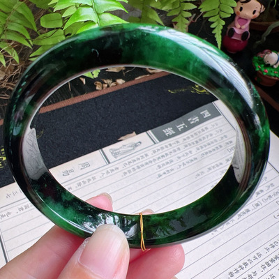 58圈口缅甸天然A货老坑种玉镯平洲翡翠手镯精选编号057D0307E