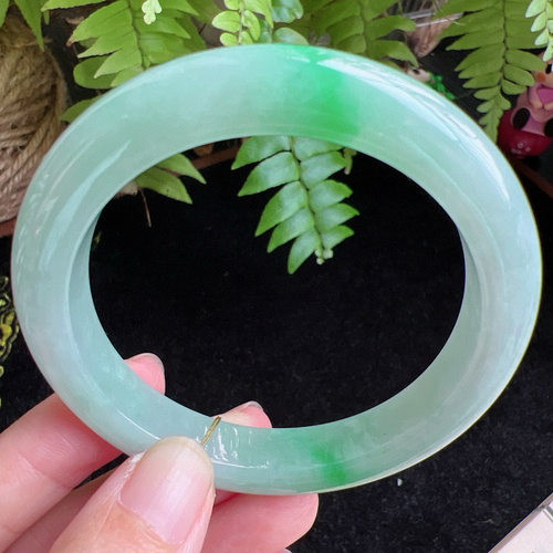 55圈口缅甸天然A货老坑种玉镯平洲翡翠手镯精选编号051D0410E