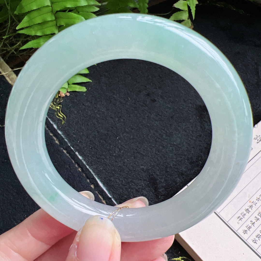 圆条56圈口缅甸天然A货老坑种翡翠手镯玉镯子平洲翡翠手镯精选