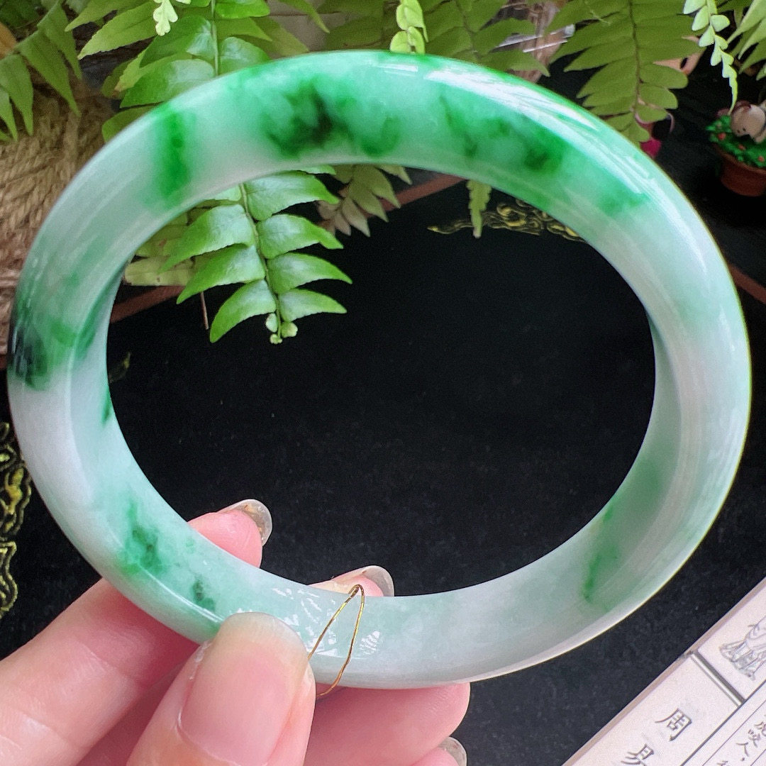 60圈口缅甸天然A货老坑种玉镯平洲翡翠手镯精选编号063D0326