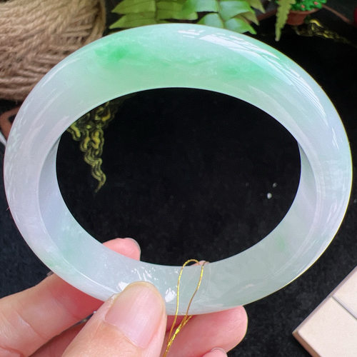 56圈口缅甸天然A货老坑种玉镯平洲翡翠手镯精选编号047D0409E