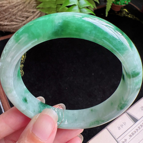 59圈口缅甸天然A货老坑种玉镯平洲翡翠手镯精选编号011D0403E