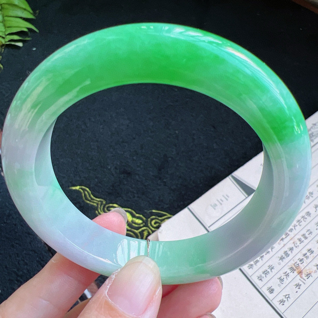 57圈口缅甸天然A货老坑种翡翠手镯玉镯子平洲翡翠手镯精选