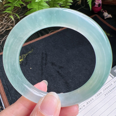 圆条54圈口缅甸天然A货老坑种翡翠手镯玉镯子平洲直供077D0129E