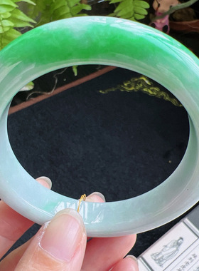 正圈57圈口缅甸天然A货老坑种翡翠手镯玉镯子平洲直供086D0128