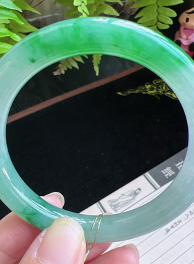 圆条53圈口缅甸天然A货老坑种玉镯平洲翡翠手镯精选编号048D0312E