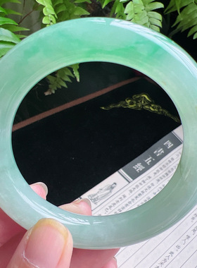 圆条55圈口缅甸天然A货老坑种玉镯平洲翡翠手镯精选编号047D0310E