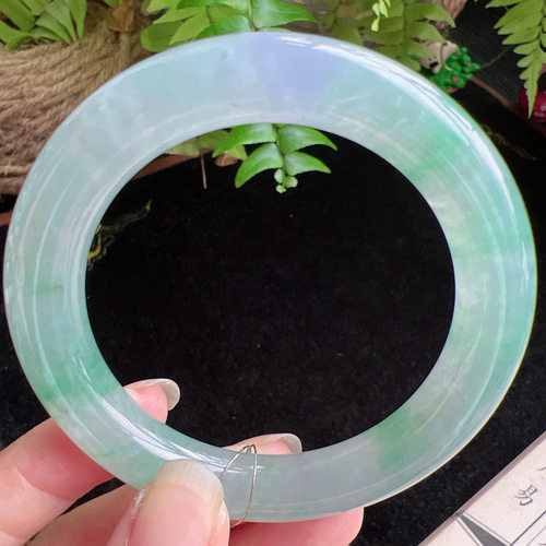 圆条54圈口缅甸天然A货老坑种玉镯平洲翡翠手镯精选编号047D0403E