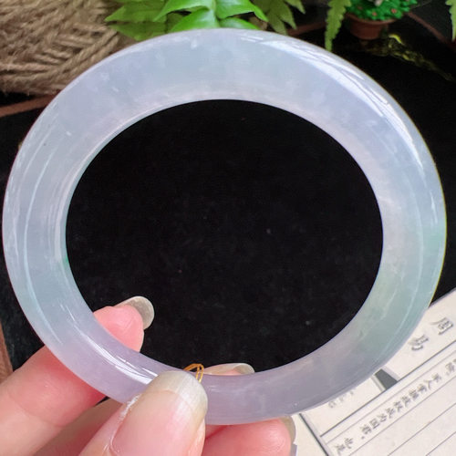 圆条50圈口缅甸天然A货老坑种玉镯平洲翡翠手镯精选编号046D0403E