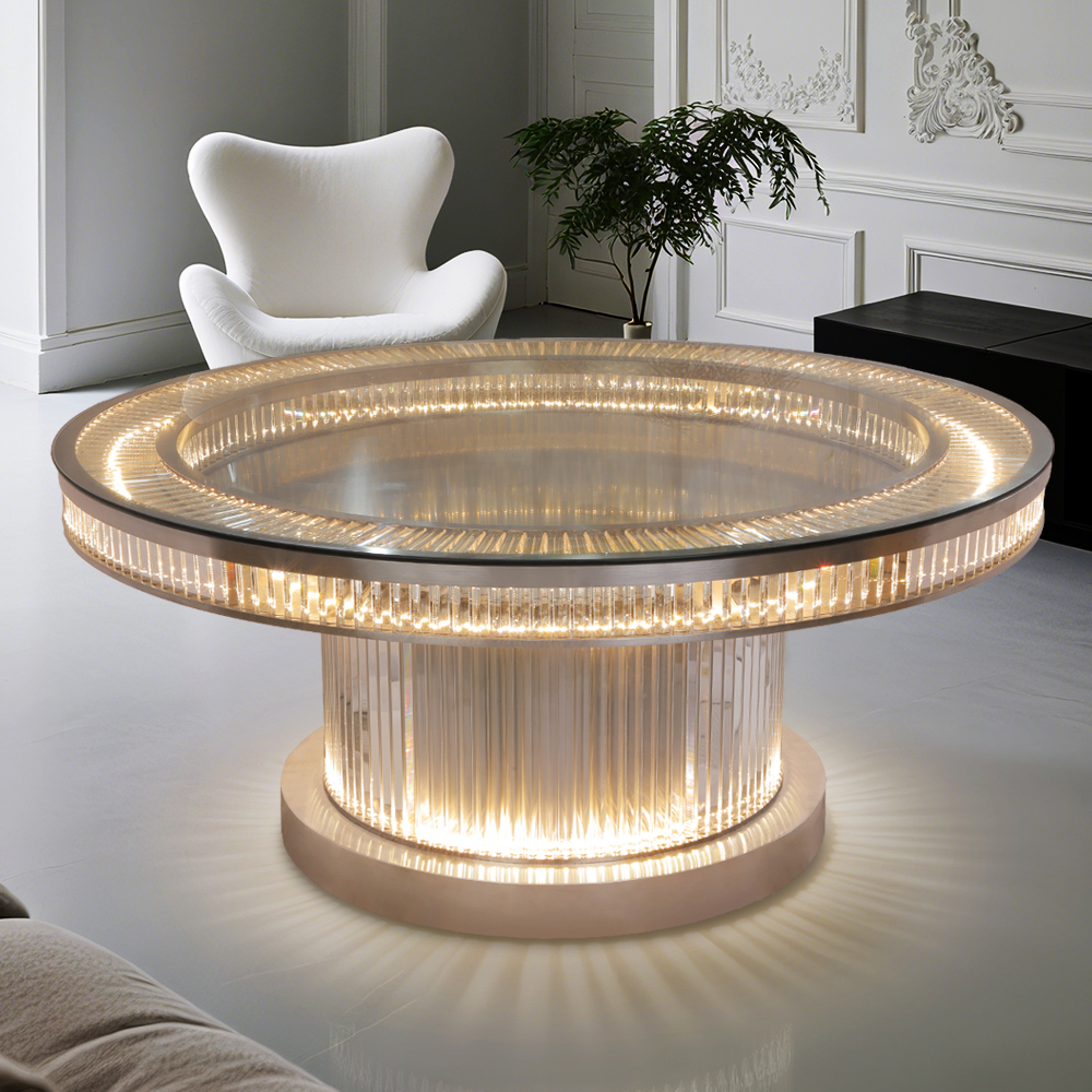 现代轻奢圆形LED水晶装饰桌