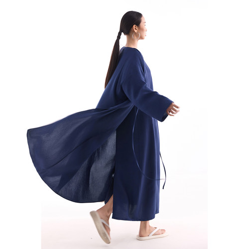 长款连衣裙式系带风衣宽松慵懒风