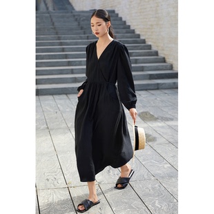 CR连衣裙女装裙子松弛风2026春夏秋季新款黑色盐系穿搭小个子高级
