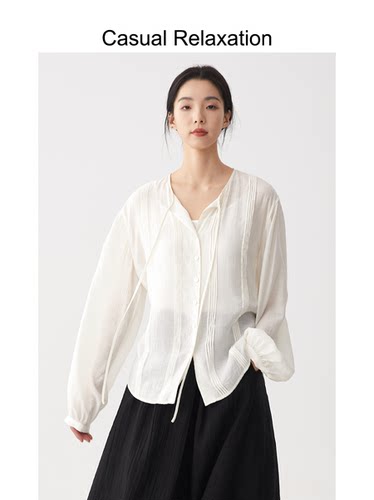 九分袖人棉上衣CR肌理感法式松弛
