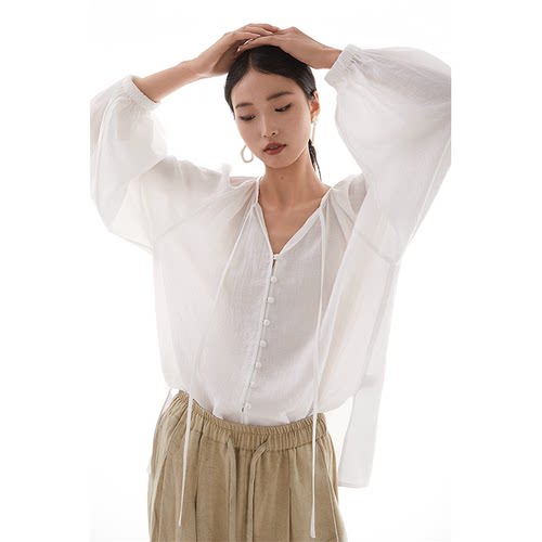 CR长袖宽松衬衫上衣简约通勤