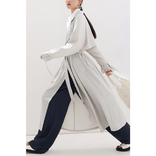 CR风衣外套女防晒新款女大衣英伦风好看高级银灰色春秋款女装薄款