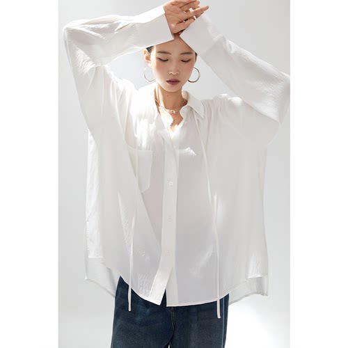 CR文艺简约长袖白衬衫慵懒休闲风