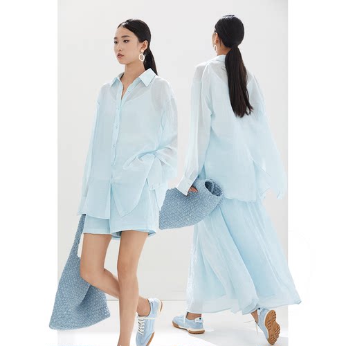 CR洛施棉休闲套装衬衫短裤半身裙