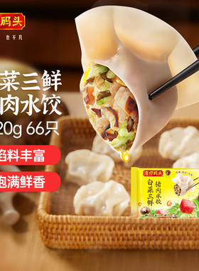 湾仔码头白菜三鲜猪肉水饺1320g66只早餐速食半成品面点速冻饺子