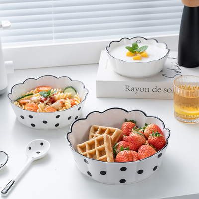 沙拉意面甜品小吃碗陶瓷花边碗