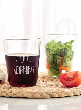 GOODMORNING早餐杯耐高温玻璃杯zakka透明字母牛奶杯大容量简约杯