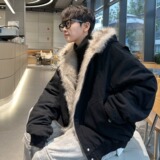 美式cleanfit毛领座山雕夹克棉服男冬季加厚短款工装外套连帽棉衣，男装夹克，星座1611A