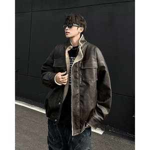 MA768-P98新款立领棉衣外套夹克宽松加厚保暖羊羔毛皮毛一体棉服图片