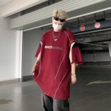 MA294-P40复古运动线条拼接短袖新款宽松五分袖体恤衫百搭休闲，男装休闲套装，星座1611A