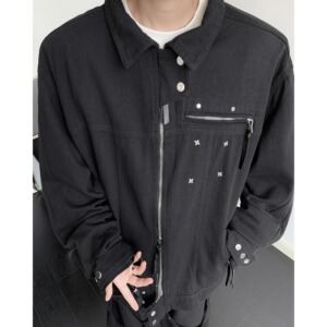 MA426-P75美式复古纯棉铆钉休闲外套潮牌痞帅夹克图片
