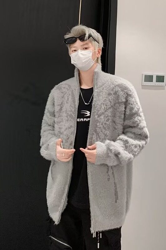 MA676-P63美式高领毛衣外套男秋冬季美拉德慵懒软糯针织开衫上衣,男装针织衫/毛衣,星座1611A