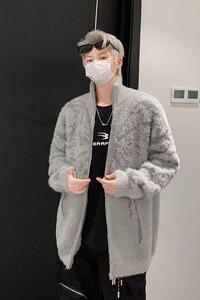 MA676-P63美式高领毛衣外套男秋冬季美拉德慵懒软糯针织开衫上衣图片