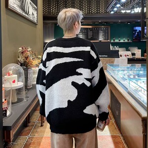 MA409-P40美式鹿毛绒高街vintage痞帅毛衣男慵懒风潮牌复古针织衫图片