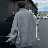 MA649-P68美式复古条纹立领秋季开衫毛衣针织休闲百搭外套，男装针织衫/毛衣，星座1611A