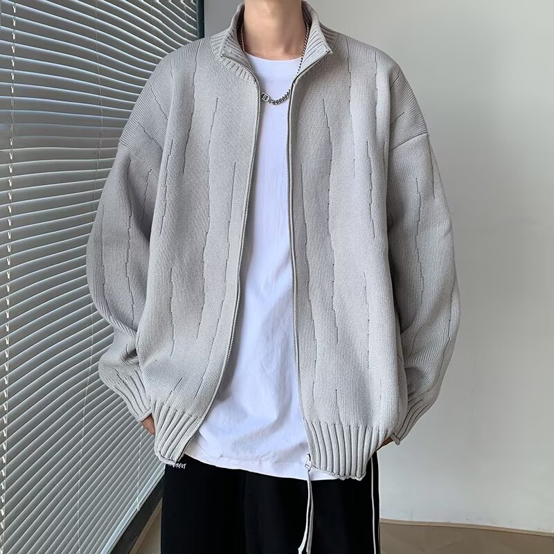 MA636-P65痞帅立领针织开衫外套新款慵懒风宽松休闲毛衣潮,男装针织衫/毛衣,星座1611A