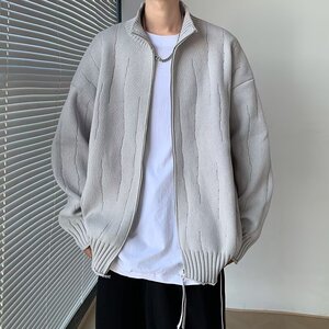 MA636-P65痞帅立领针织开衫外套新款慵懒风宽松休闲毛衣潮图片