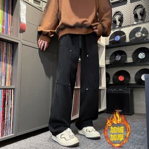 MA508-P48加绒灯芯绒裤子潮牌垂感直筒宽松阔腿裤美式复古休闲裤图片
