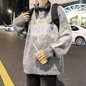 MA774-P48美式复古毛衣潮牌冬季慵懒高级感小众设计感针织衫上衣图片