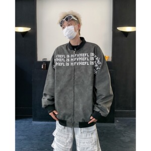 MA495-P73棒球服外套春秋季美式高街字母皮衣高级感痞帅宽松夹克图片