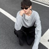 MA651-P42假两件亨利领长袖男款春秋新款重磅内搭打底衫宽松上衣，男装T恤，星座1611A