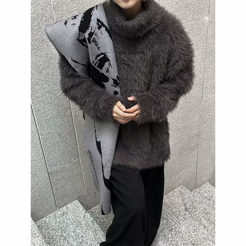 MA594-P60高领毛衣男款深灰色高级感休闲慵懒宽松百搭套头针织衫,男装针织衫/毛衣,星座1611A